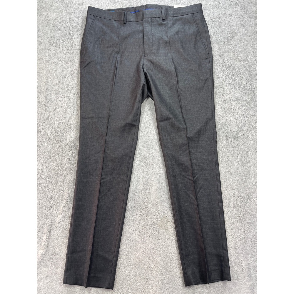 Kenneth Cole Reaction Dress Pants Mens 38x32 Grey Flex Modern Fit Techni-Cole